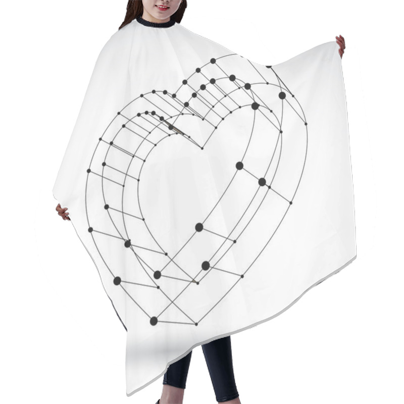 Personality  3d Mesh Stylish Web Monochrome Love Heart Sign Isolated On White Hair Cutting Cape