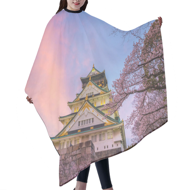 Personality  Osaka Castle With Full Bloom Of Sakura In Japan Hair Cutting Cape