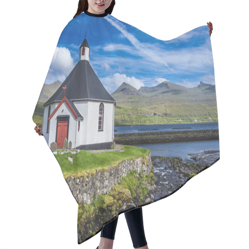 Personality  Small Village Church With Cemetery In Faroe Islands, Denmark Hair Cutting Cape