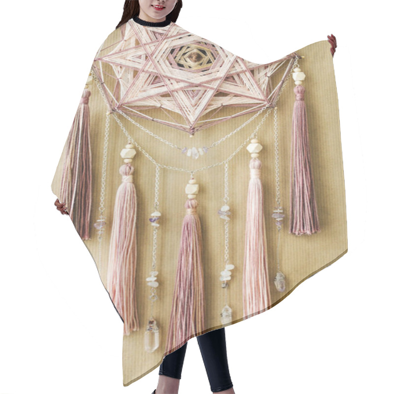 Personality  Closeup Modern Mandala With Quartz Crystals, Amethyst, Moonstone Hair Cutting Cape