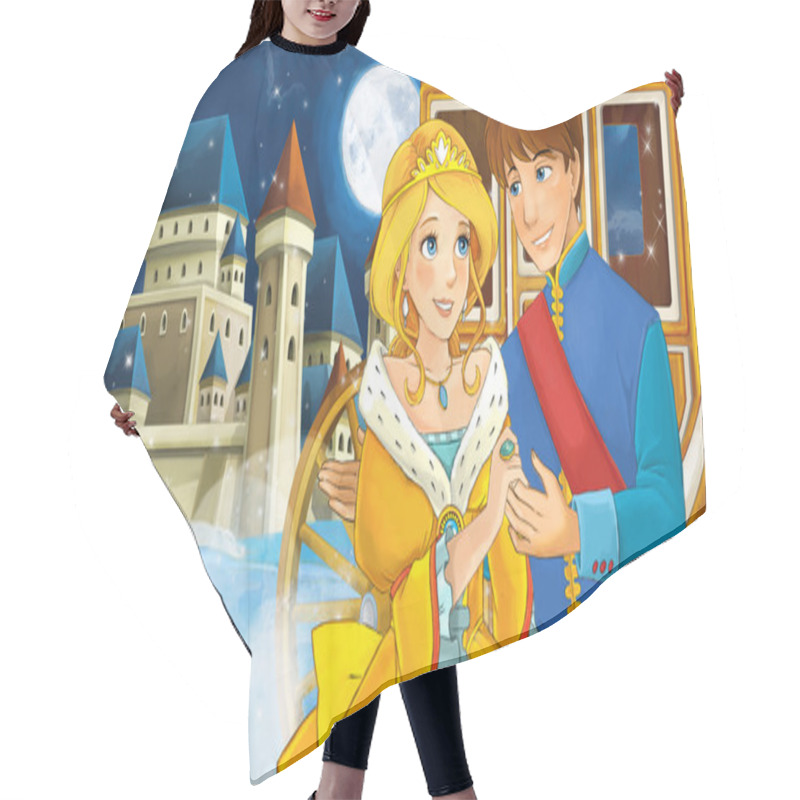 Personality  Cartoon Scene With Prince And Princess Hair Cutting Cape