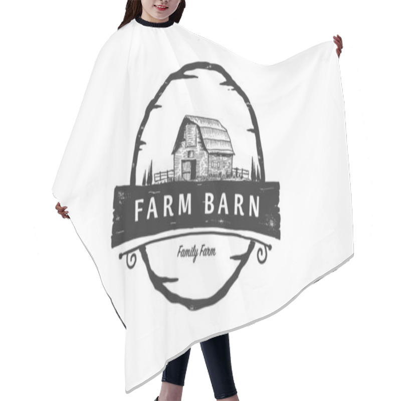 Personality  Vintage Farm Barn Logo Design - Barn Wood Building House Farm Cow Cattle Logo Design Hair Cutting Cape