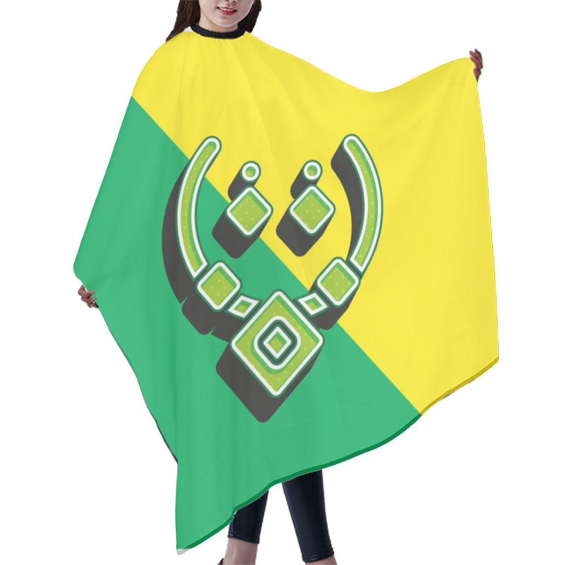 Personality  Aztec Necklace Green And Yellow Modern 3d Vector Icon Logo Hair Cutting Cape