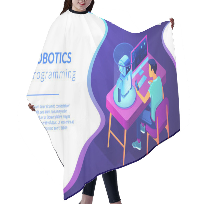 Personality  Robotics Programming Isometric3D Landing Page. Hair Cutting Cape