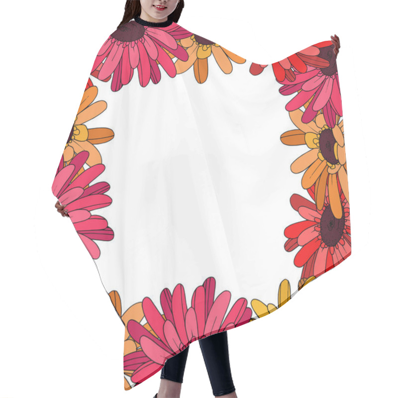 Personality  Vector Gerbera Floral Botanical Flower. Black And White Engraved Hair Cutting Cape