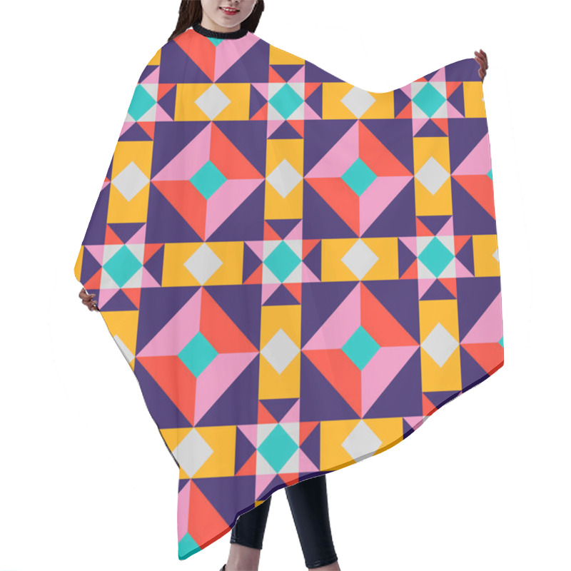 Personality  Pattern With Different Geometrical Shapes. Hair Cutting Cape