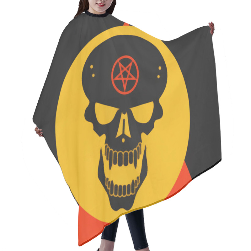 Personality  Skull On The Background Of A Yellow Circle. Magic Symbol. Black Background Hair Cutting Cape