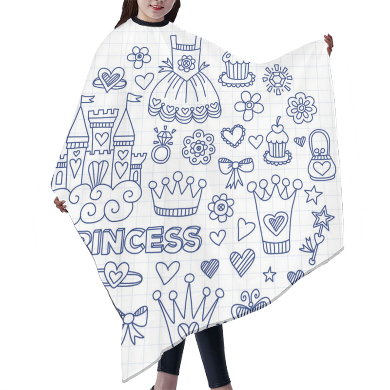 Personality  My Little Princess Hand Drawn Doodle Elements Hair Cutting Cape