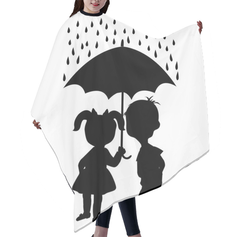 Personality  Children Staying Under Umbrella Hair Cutting Cape