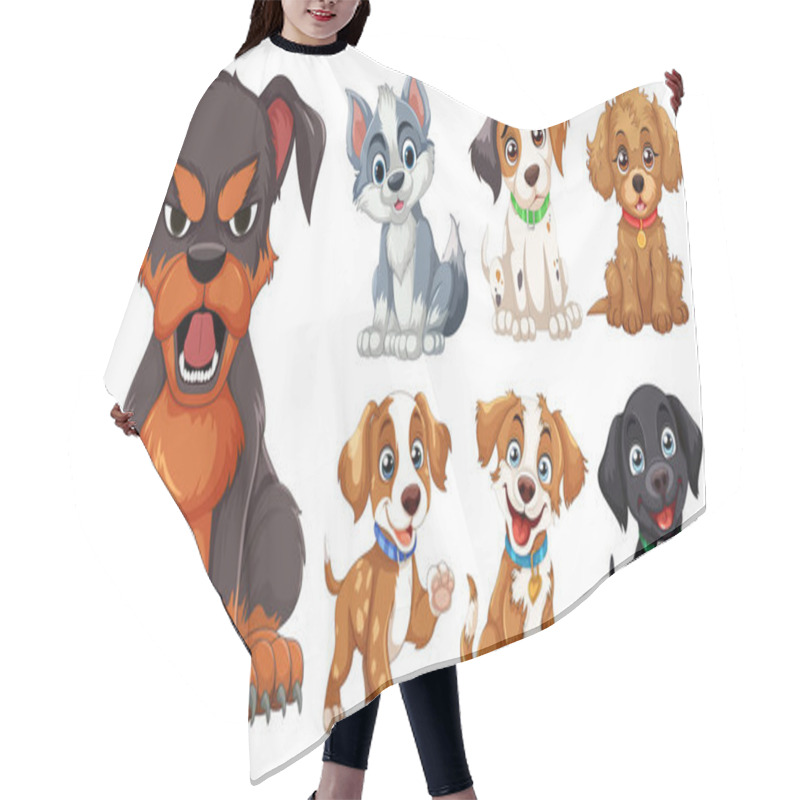 Personality  Adorable Cartoon Puppies In Various Poses Hair Cutting Cape