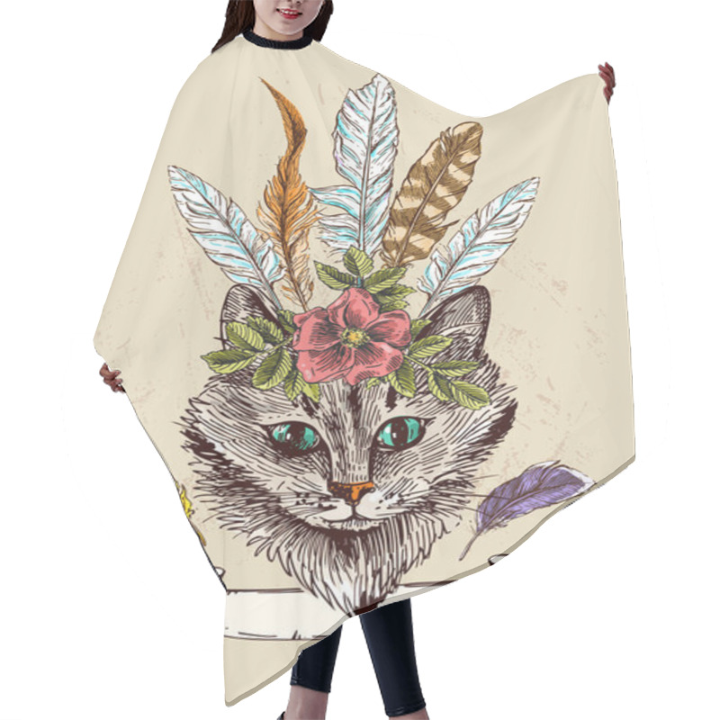 Personality  Head Of Cat Hair Cutting Cape