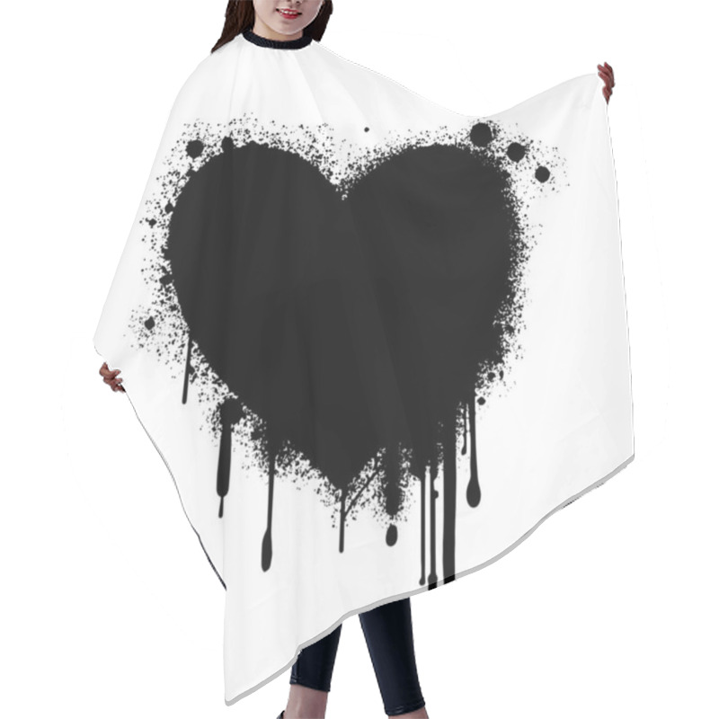 Personality  Black Distress Brush Shapes Love. Grunge Texture. Splash Banner. Graffiti Art. Vector Illustration. Hair Cutting Cape