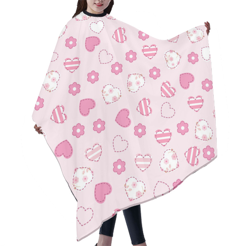 Personality  Seamless Pattern With Pink Hearts And Flowers Hair Cutting Cape