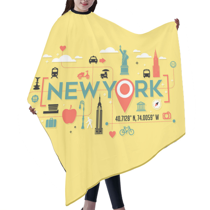 Personality  New York City Icons And Typography Design For Cards, Banners, Tshirts, Posters Hair Cutting Cape