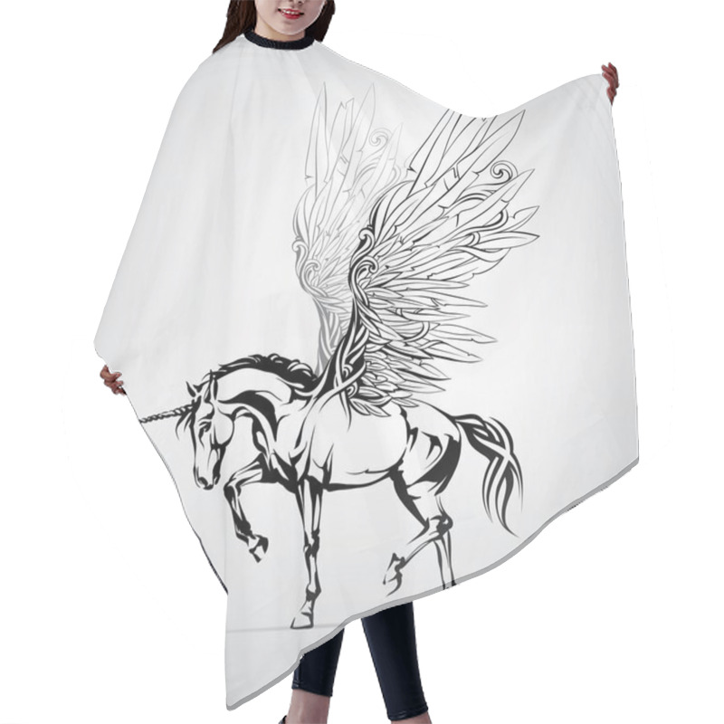 Personality  Vector Silhouette Of A Unicorn Hair Cutting Cape