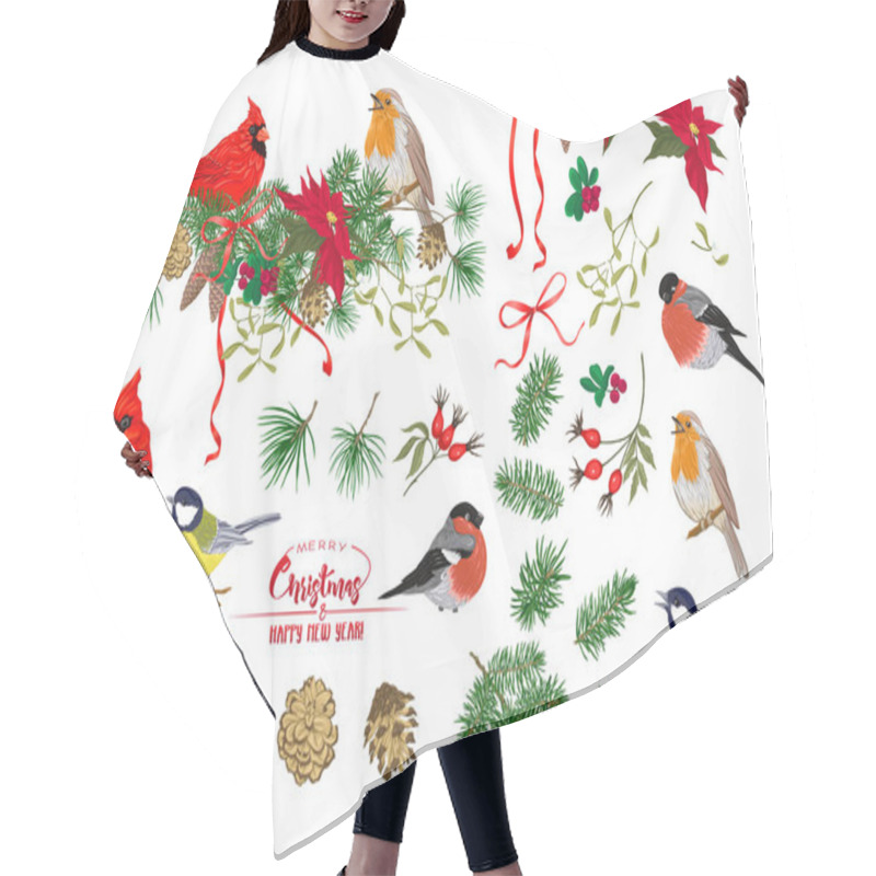 Personality  Birds And Christmas Wreath Set Hair Cutting Cape