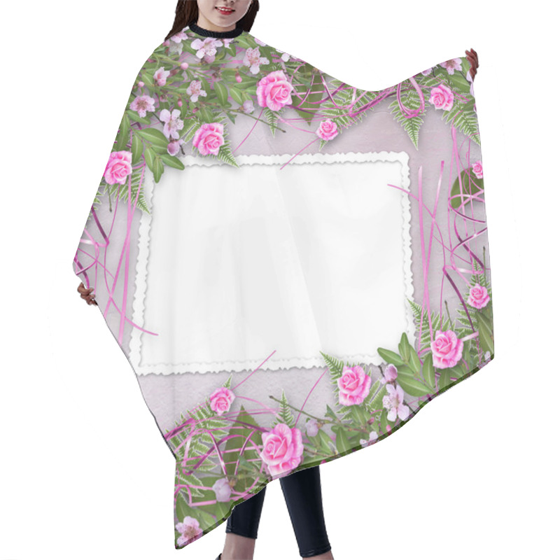 Personality  Writing Abstract Background With Frame And Floral Beautiful Bouq Hair Cutting Cape