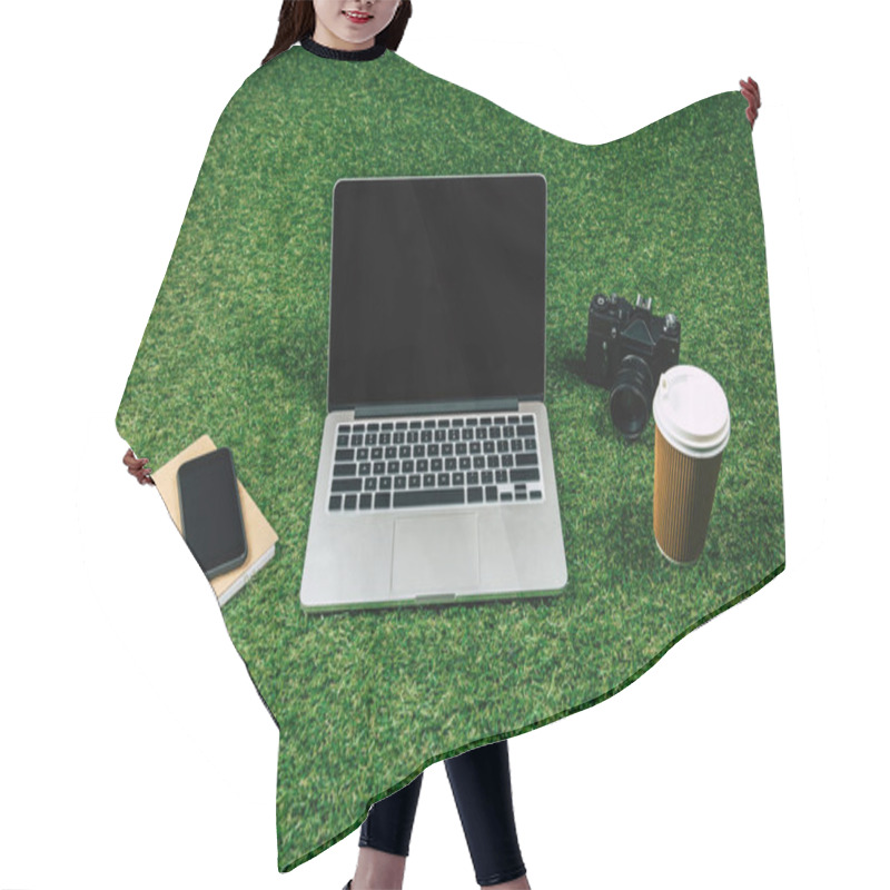 Personality  Digital Devices And Coffee To Go Hair Cutting Cape