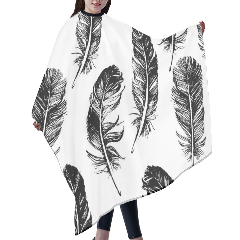 Personality  Seamless Pattern With Feathers Hair Cutting Cape