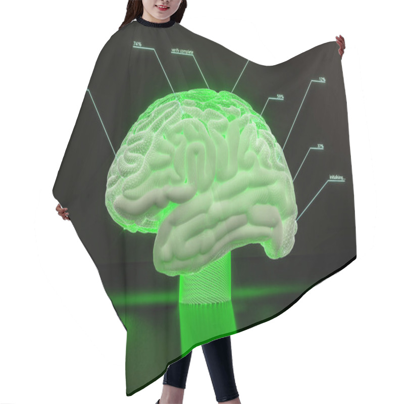 Personality  Artificial Intelligence Brain Simulation - Deep Learning Ai Concept - 3D Rendering Hair Cutting Cape