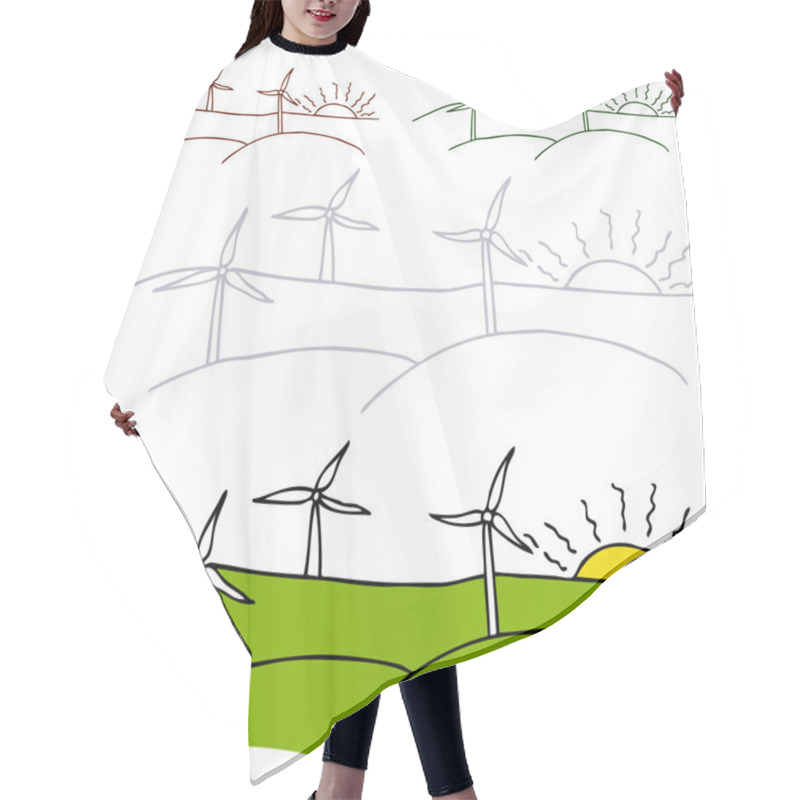 Personality  Wind Turbines Hair Cutting Cape