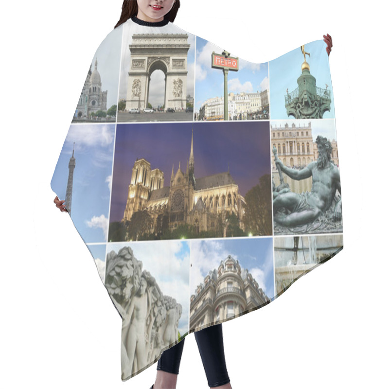 Personality  Paris Collage - Tourist Highlights Hair Cutting Cape