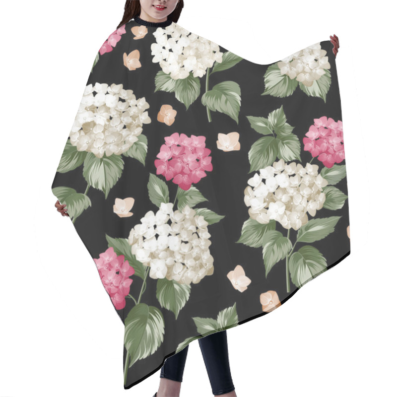 Personality  Seamless White Flowers Pattern. Hair Cutting Cape