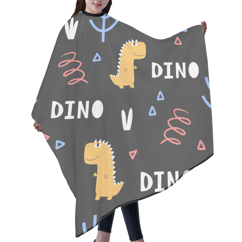 Personality  Cute Dinosaur Pattern - Hand Drawn Childish Dinosaur Seamless Pattern Design Hair Cutting Cape