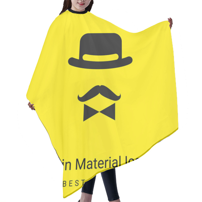 Personality  Antique Male Character Of A Hat A Bow And A Mustache Minimal Bright Yellow Material Icon Hair Cutting Cape