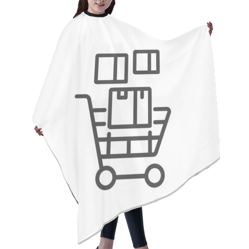 Personality  Goods In A Cart, Icon In Line Design. Goods, Cart, Shopping, Products, Trolley, Retail, Commerce On White Background Vector. Goods In A Cart Editable Stroke Icon Hair Cutting Cape