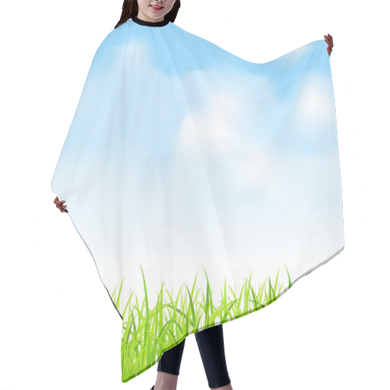 Personality  Vector Green Grass And Blue Sky Hair Cutting Cape