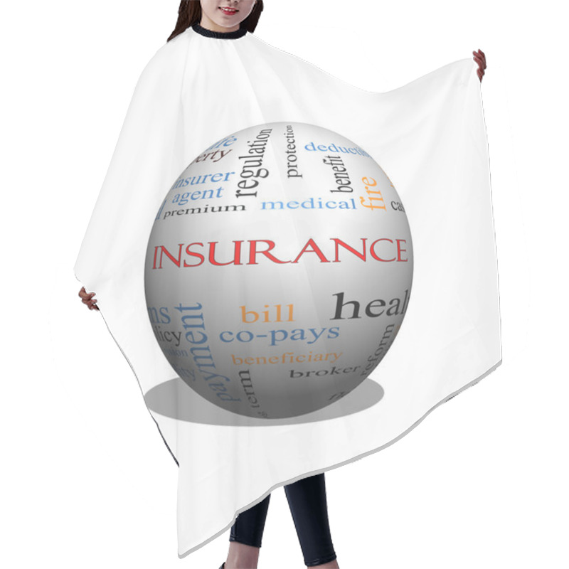 Personality  Insurance Word Cloud Concept On A Sphere Hair Cutting Cape