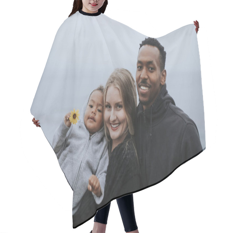 Personality  Happy Family At A Beach Hair Cutting Cape