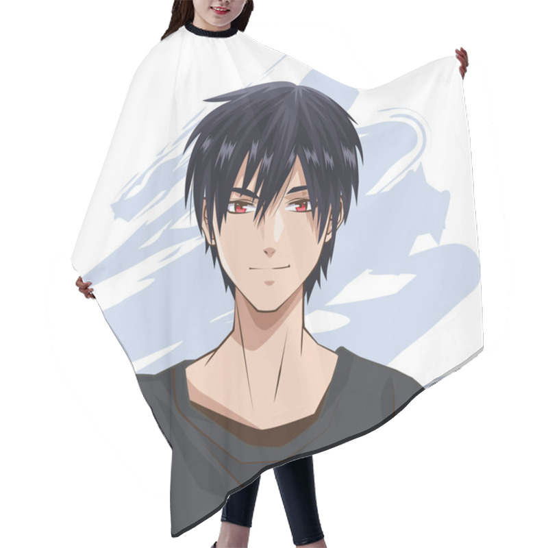 Personality  Young Man Anime Style Character Hair Cutting Cape