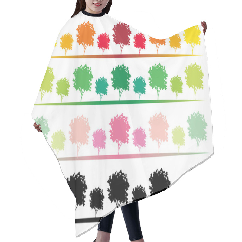 Personality  Vector Set Of Trees Hair Cutting Cape