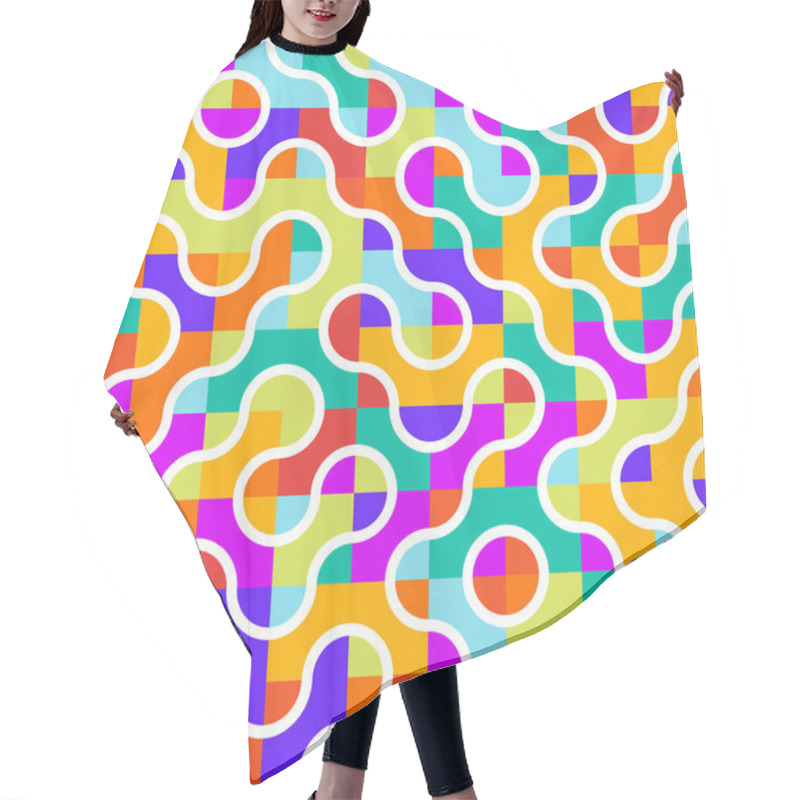 Personality  Seamless Green Yellow Pattern Camouflage Tiles Net Hair Cutting Cape