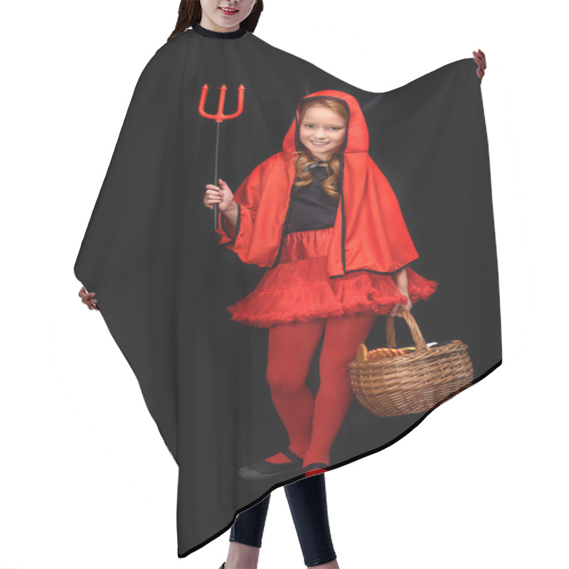 Personality  Child In Halloween Costume Of Devil  Hair Cutting Cape