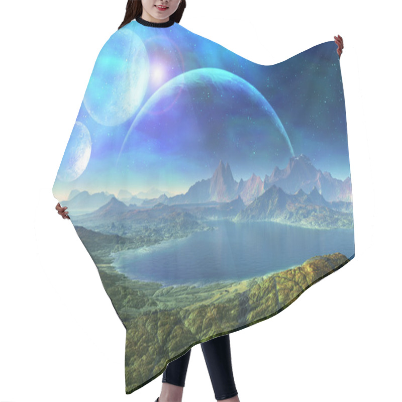 Personality  Rainbow Planet Hair Cutting Cape