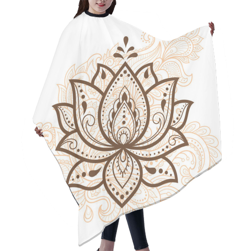 Personality  Mehndi Lotus Flower Pattern For Henna Drawing And Tattoo. Decoration In Ethnic Oriental, Indian Style. Hair Cutting Cape