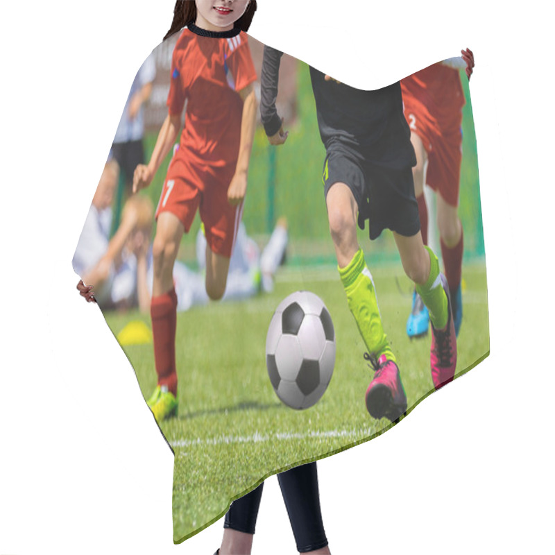 Personality  Football Match For Children. Training And Football Soccer Tournament Hair Cutting Cape