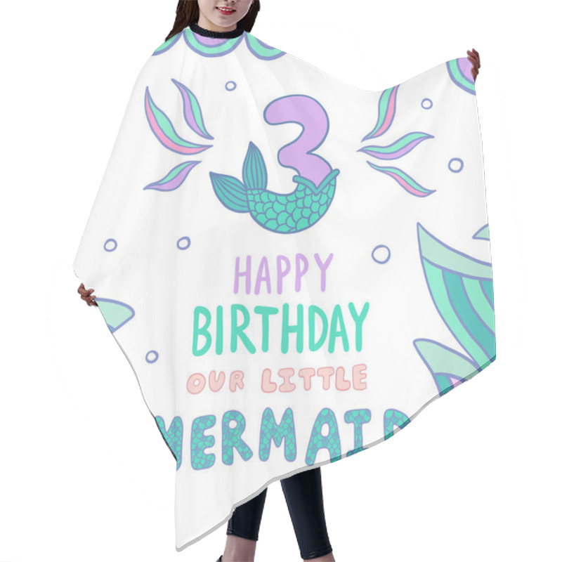 Personality  Number Three With Mermaid Tail Vector Illustration Hair Cutting Cape