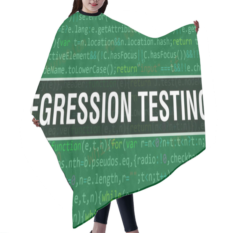 Personality  Regression Testing With Digital Java Code Text. Regression Testing And Computer Software Coding Vector Concept. Programming Coding Script Java, Digital Program Code With Regression Testing On Scree Hair Cutting Cape