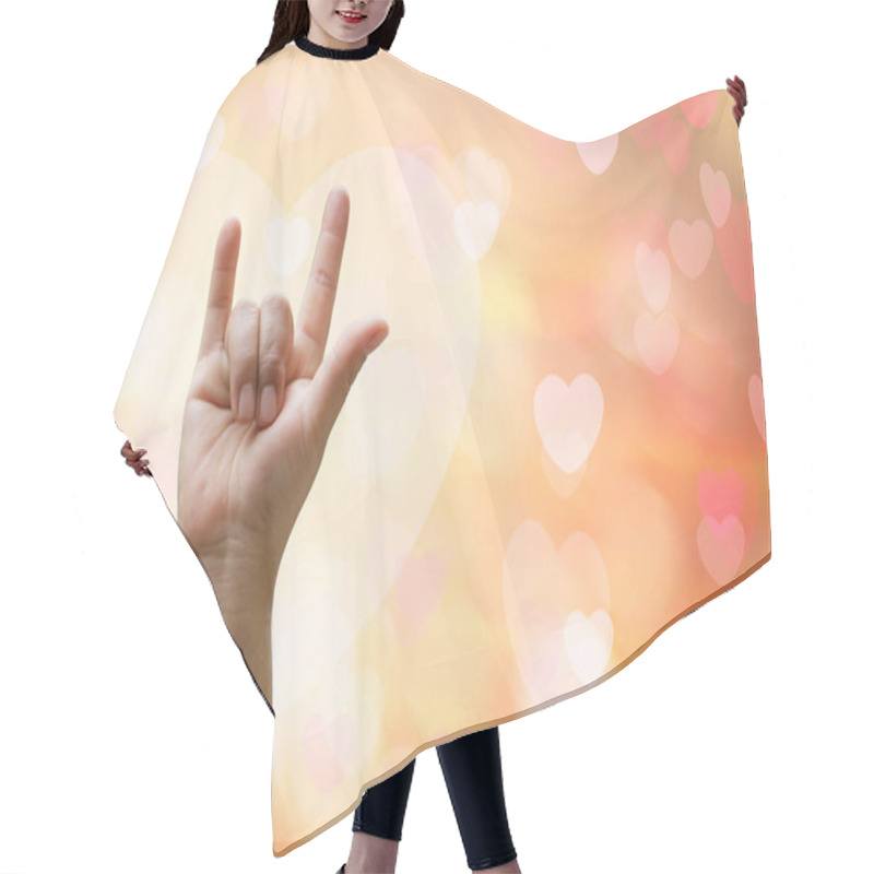 Personality  Love Hand Sign With Beautiful Background For Valentine Day. Hair Cutting Cape