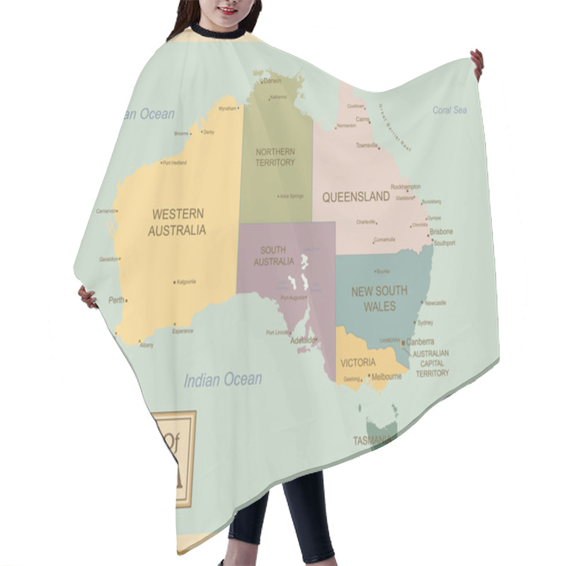 Personality  Australia-highly Detailed Map. Hair Cutting Cape