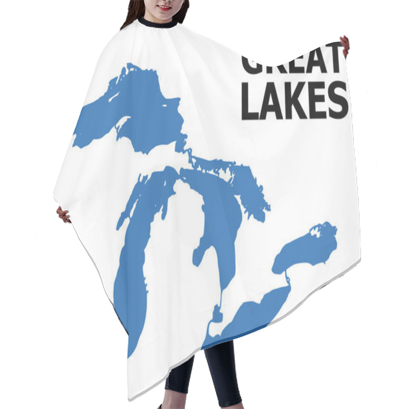 Personality  Vector Flat Map Of Great Lakes With Name Hair Cutting Cape