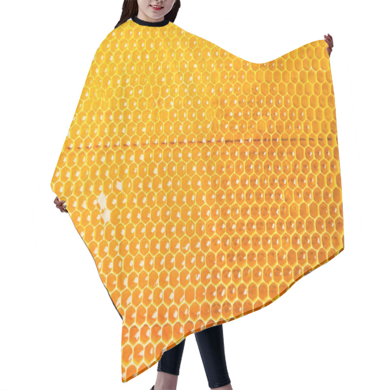 Personality  Honeycombs With Sweet Golden Honey On Whole Background, Close Up Hair Cutting Cape