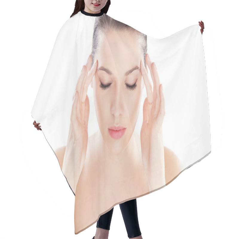 Personality  Thinking Young Woman Hair Cutting Cape