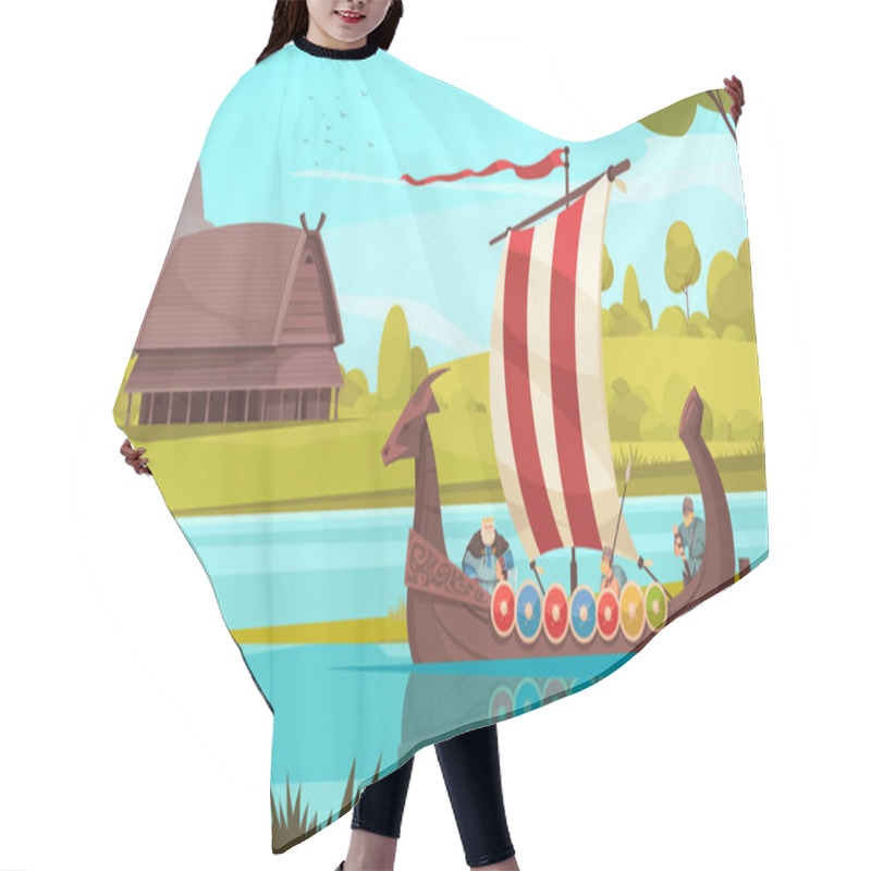 Personality  Viking Sailing Cartoon Composition Hair Cutting Cape