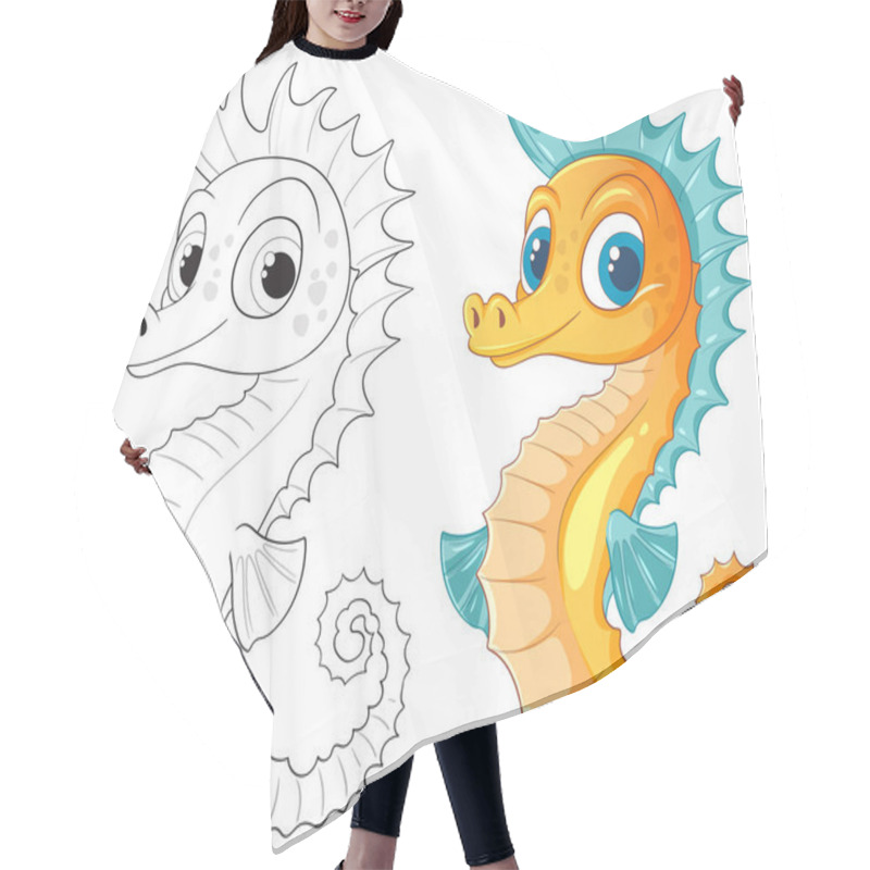 Personality  Vibrant Seahorse With Detailed Features And Outlines Hair Cutting Cape