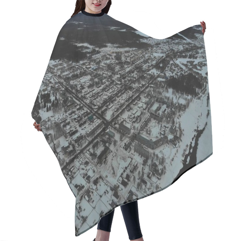 Personality  Icy Town Near River In Winter Season Hair Cutting Cape